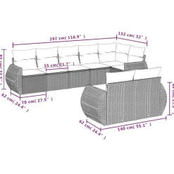 MAISON EXCLUSIVE - Salon de jardin 8 pcs avec coussins gris résine tressée