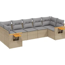 MAISON EXCLUSIVE - Salon de jardin avec coussins 7 pcs beige résine tressée