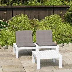 MAISON EXCLUSIVE - Salon de jardin 2 pcs avec coussins plastique blanc