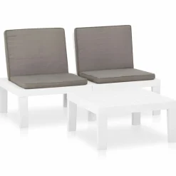 MAISON EXCLUSIVE - Salon de jardin 2 pcs avec coussins plastique blanc