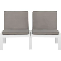 MAISON EXCLUSIVE - Salon de jardin 2 pcs avec coussins plastique blanc