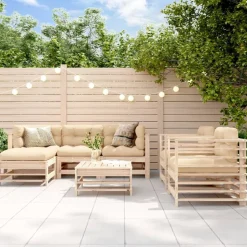 MAISON EXCLUSIVE - Salon de jardin 7 pcs avec coussins bois massif