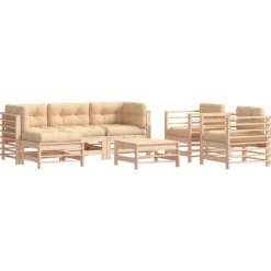 MAISON EXCLUSIVE - Salon de jardin 7 pcs avec coussins bois massif