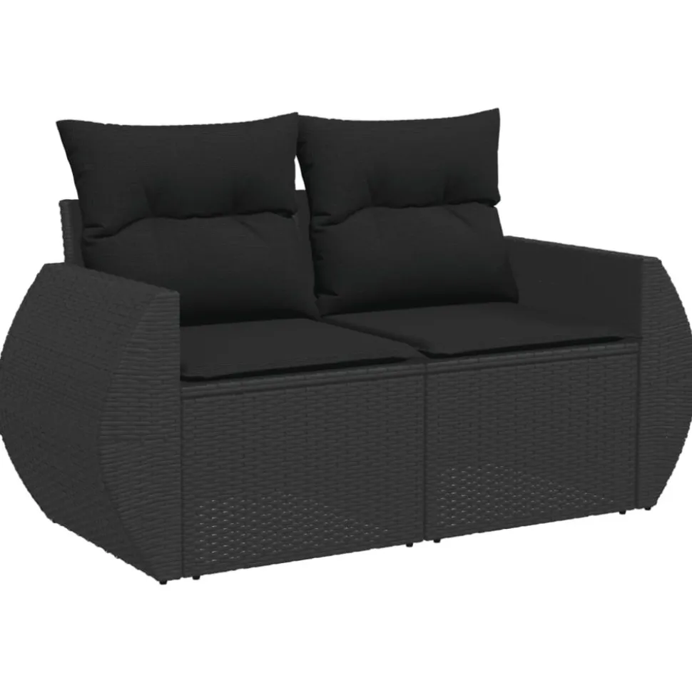 MAISON EXCLUSIVE - Salon de jardin 6 pcs avec coussins noir résine tressée