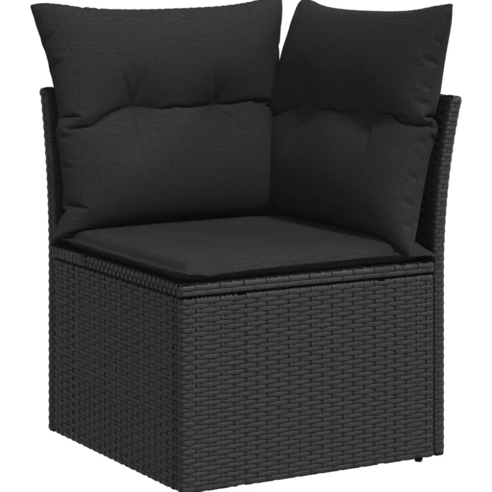 MAISON EXCLUSIVE - Salon de jardin 6 pcs avec coussins noir résine tressée