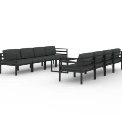 MAISON EXCLUSIVE - Salon de jardin 9 pcs avec coussins aluminium anthracite