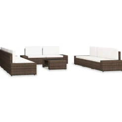 MAISON EXCLUSIVE - Salon de jardin 10 pcs résine tressée marron