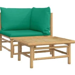 MAISON EXCLUSIVE - Salon de jardin 2 pcs avec coussins vert bambou
