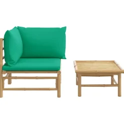 MAISON EXCLUSIVE - Salon de jardin 2 pcs avec coussins vert bambou