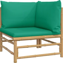 MAISON EXCLUSIVE - Salon de jardin 2 pcs avec coussins vert bambou