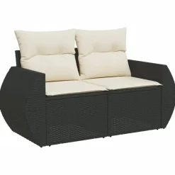 MAISON EXCLUSIVE - Salon de jardin 4 pcs avec coussins noir résine tressée