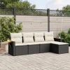 MAISON EXCLUSIVE - Salon de jardin 5 pcs avec coussins noir résine tressée