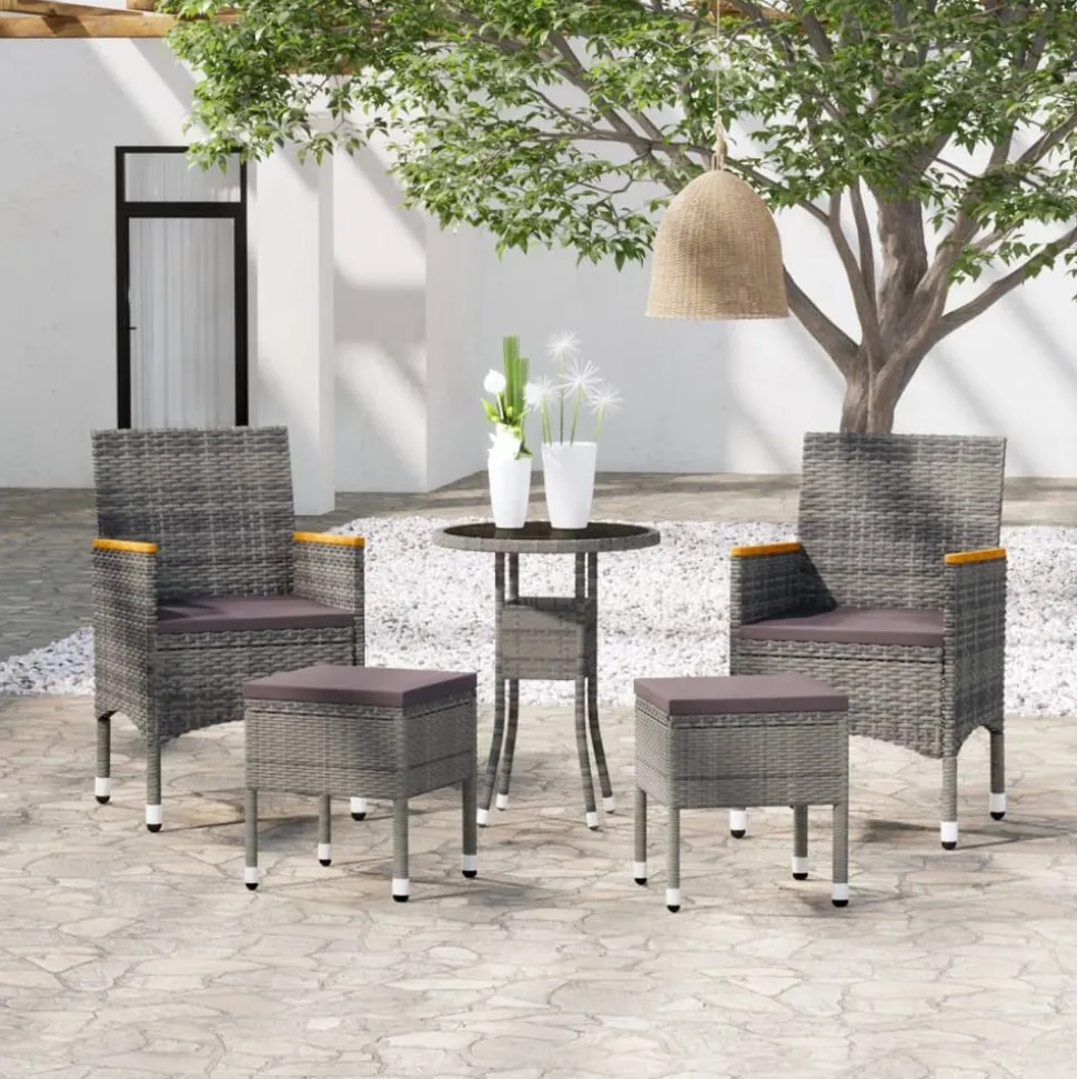 MAISON EXCLUSIVE - Salon de jardin 5 pcs résine tressée gris