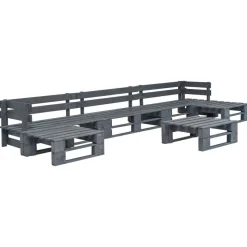 MAISON EXCLUSIVE - Salon de jardin palette 6 pcs bois gris