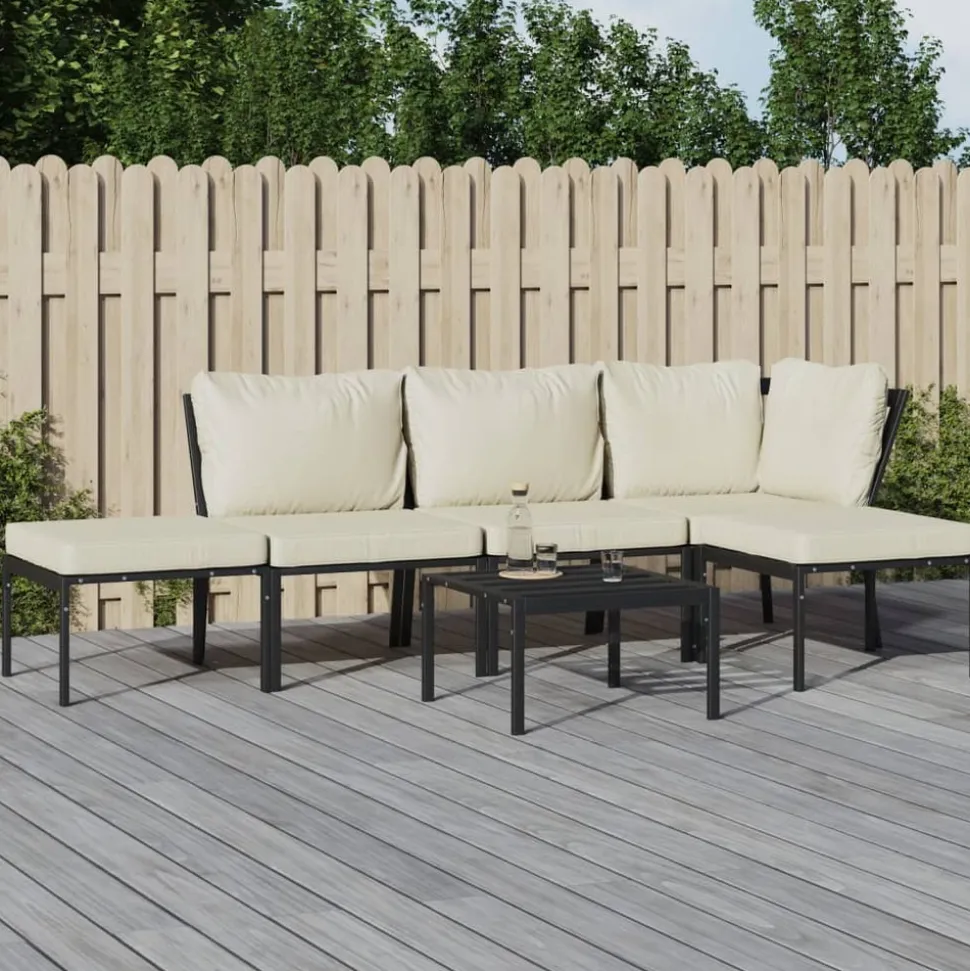 MAISON EXCLUSIVE - Salon de jardin 6 pcs avec coussins sable acier
