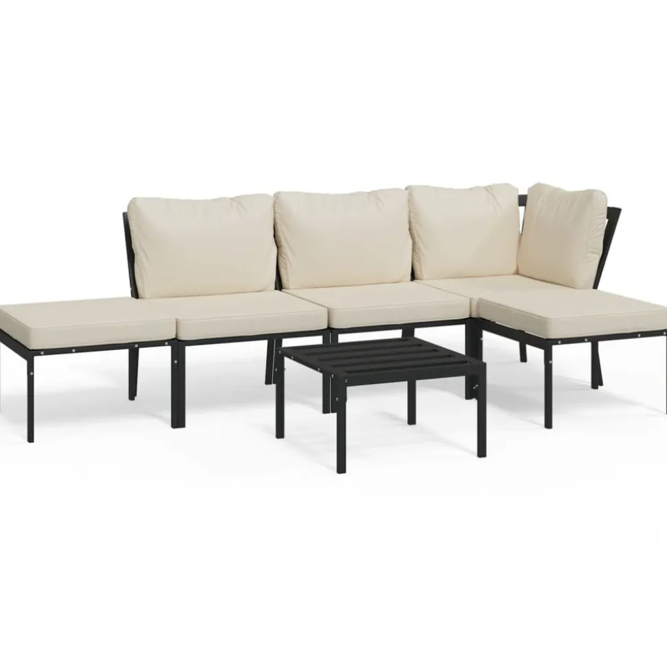 MAISON EXCLUSIVE - Salon de jardin 6 pcs avec coussins sable acier