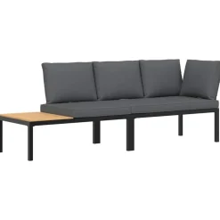 MAISON EXCLUSIVE - Salon de jardin 2 pcs avec coussins noir aluminium