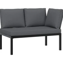 MAISON EXCLUSIVE - Salon de jardin 2 pcs avec coussins noir aluminium