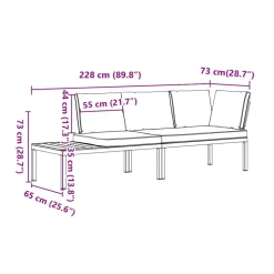 MAISON EXCLUSIVE - Salon de jardin 2 pcs avec coussins noir aluminium