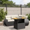 MAISON EXCLUSIVE - Salon de jardin 5 pcs avec coussins noir résine tressée