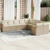 MAISON EXCLUSIVE - Salon de jardin avec coussins 10 pcs beige résine tressée