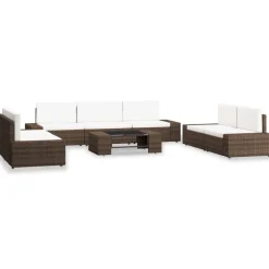 MAISON EXCLUSIVE - Salon de jardin 8 pcs résine tressée marron