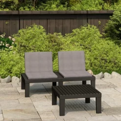 MAISON EXCLUSIVE - Salon de jardin 2 pcs avec coussins plastique gris