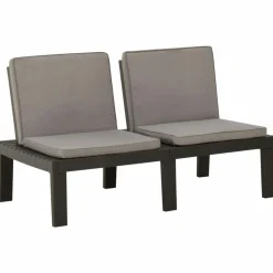 MAISON EXCLUSIVE - Salon de jardin 2 pcs avec coussins plastique gris