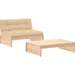 MAISON EXCLUSIVE - Salon de jardin 2 pcs avec coussins bois massif