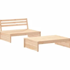 MAISON EXCLUSIVE - Salon de jardin 2 pcs avec coussins bois massif