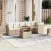 MAISON EXCLUSIVE - Salon de jardin avec coussins 7 pcs beige résine tressée
