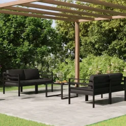 MAISON EXCLUSIVE - Salon de jardin 5 pcs avec coussins aluminium anthracite