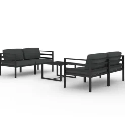 MAISON EXCLUSIVE - Salon de jardin 5 pcs avec coussins aluminium anthracite