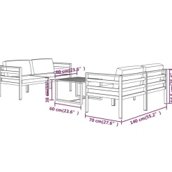 MAISON EXCLUSIVE - Salon de jardin 5 pcs avec coussins aluminium anthracite