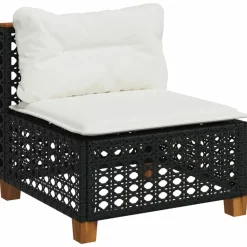 MAISON EXCLUSIVE - Salon de jardin 7 pcs avec coussins noir résine tressée