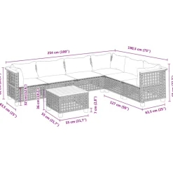 MAISON EXCLUSIVE - Salon de jardin 7 pcs avec coussins noir résine tressée