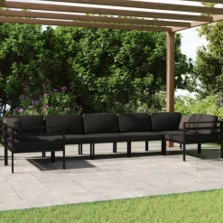 MAISON EXCLUSIVE - Salon de jardin 7 pcs avec coussins aluminium anthracite