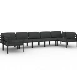 MAISON EXCLUSIVE - Salon de jardin 7 pcs avec coussins aluminium anthracite