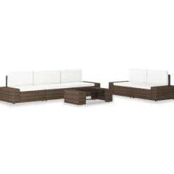 MAISON EXCLUSIVE - Salon de jardin 6 pcs résine tressée marron