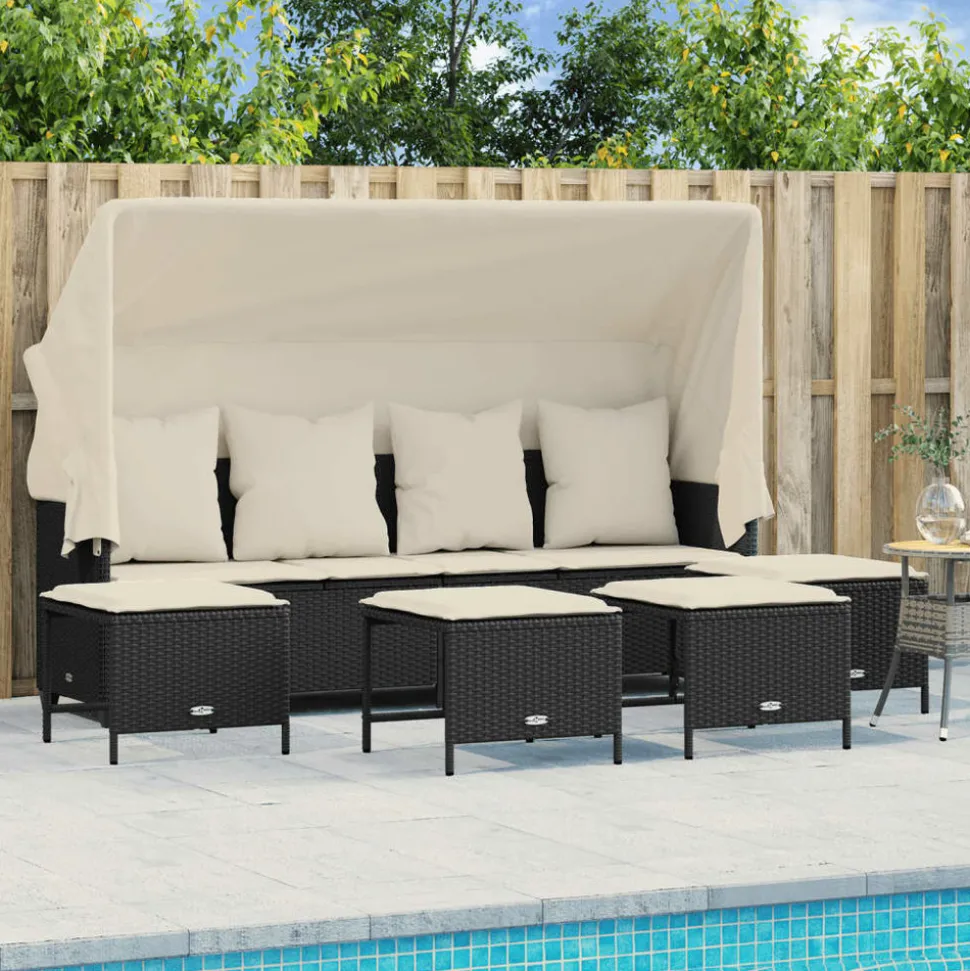 MAISON EXCLUSIVE - Salon de jardin 5 pcs avec coussins noir résine tressée