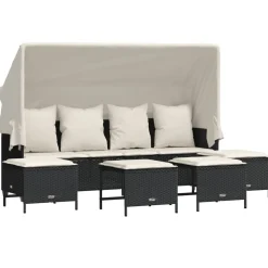 MAISON EXCLUSIVE - Salon de jardin 5 pcs avec coussins noir résine tressée