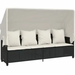 MAISON EXCLUSIVE - Salon de jardin 5 pcs avec coussins noir résine tressée