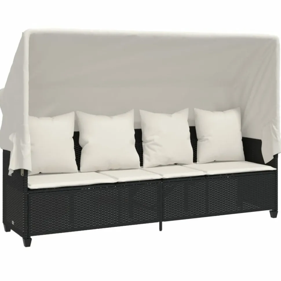 MAISON EXCLUSIVE - Salon de jardin 5 pcs avec coussins noir résine tressée