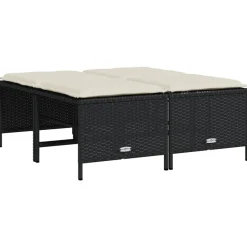 MAISON EXCLUSIVE - Salon de jardin 5 pcs avec coussins noir résine tressée