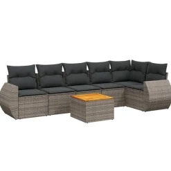 MAISON EXCLUSIVE - Salon de jardin avec coussins 7 pcs gris résine tressée