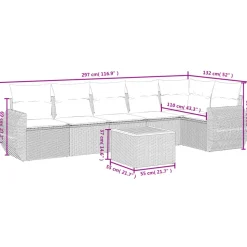 MAISON EXCLUSIVE - Salon de jardin avec coussins 7 pcs gris résine tressée