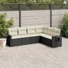 MAISON EXCLUSIVE - Salon de jardin 6 pcs avec coussins noir résine tressée