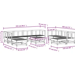 MAISON EXCLUSIVE - Salon de jardin 11 pcs bois massif douglas