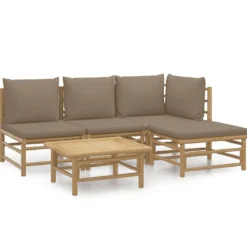 MAISON EXCLUSIVE - Salon de jardin 5 pcs avec coussins taupe bambou