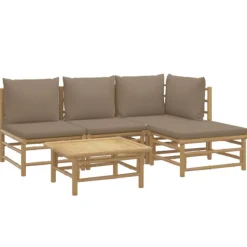 MAISON EXCLUSIVE - Salon de jardin 5 pcs avec coussins taupe bambou